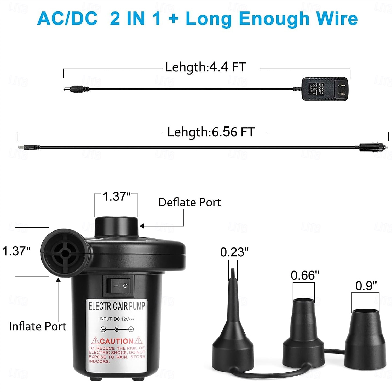 Pompe à air électrique portable à remplissage rapide avec 3 buses, gonfleur/dégonfleur AC/12 V CC pour matelas pneumatiques de camping en plein air de 2025 ? $23.99 –P7