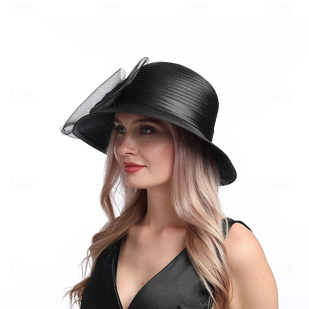 Hatter Organza Solhatt Ferie Te Fest Hesteveddeløp Cocktail Elegant Vintage Søt Med Blomster Hodepryd Hodeplagg 2025 - $31.99 –P30