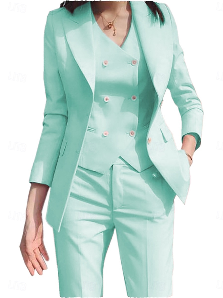 Drei-teiliges Mutter der Braut Kleid Elegantes einfaches Hemdkragen Knöchellang Polyester Langarm mit einfarbig 2025 - $159.99 –P18