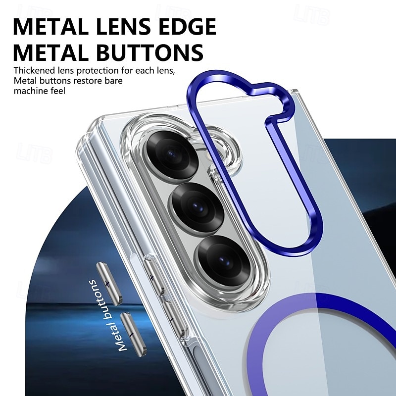 Phone Case For Samsung Galaxy Z Fold 3 Back Cover Magnetic Support Wireless Charging Shockproof Retro PC 2025 - $24.99 –P2