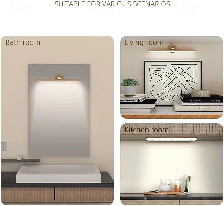 36W Rotating LED Deco Night Light Wall Light Magnetic Fill Light  Type-C Rechargeable Wood-Grain Light Touch Makeup Mirror Light Detachable Cabinet Light 1PC  Warm White and White 2026 - $24.99 –P6