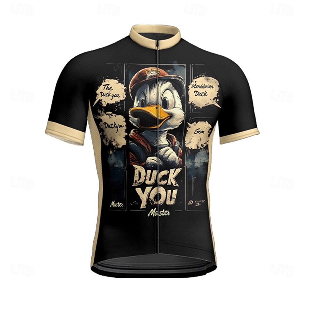 Bărbați Jersey de ciclism Manșon scurt Bicicletă Tricou Tee Jerseu cu 3 buzunare spate Ciclism montan Respirabil Uscare rapidă Proiectare anatomică Wicking Roz Închis Negru Alb Animal Desene Animate 2025 - $25.99 –P12