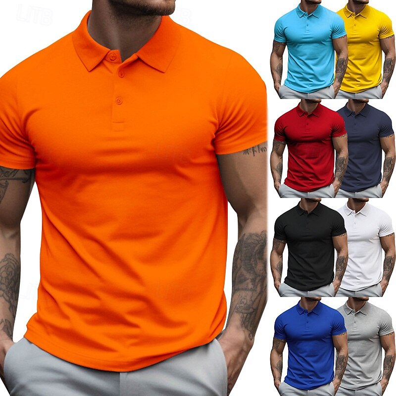 Homens Camisa de golfe Camisas Polos de Golfe Trabalho Casual Lapela Manga Curta Básico Moderno Tecido Botões Verão Normal Preto Branco Amarelo Vermelho Azul Marinha Azul Royal Camisa de golfe de 2025 por $15.49 –P1