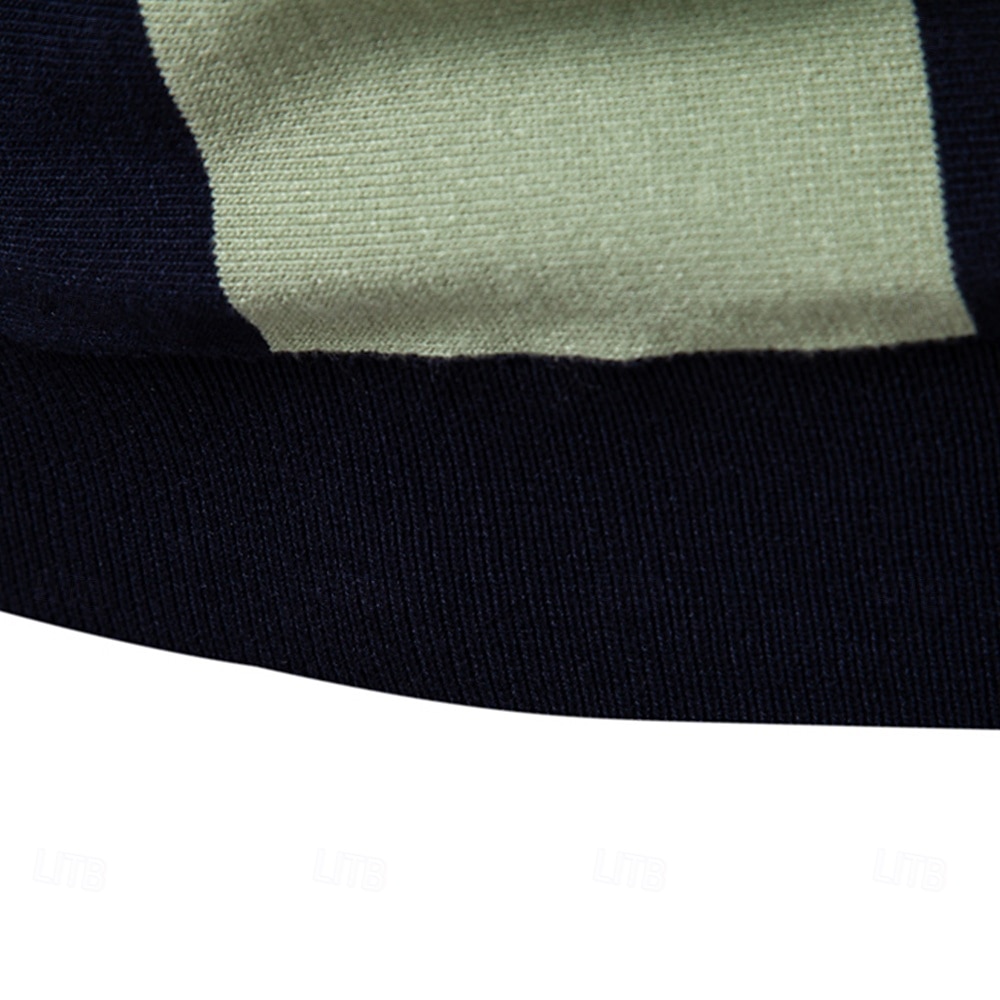 Men's Polo Knit Polo Sweater Formal Work Turndown Short Sleeve Striped Vertical Stripes Stripe Buttons Spring Black Khaki Polo 2026 - $29.99 –P6
