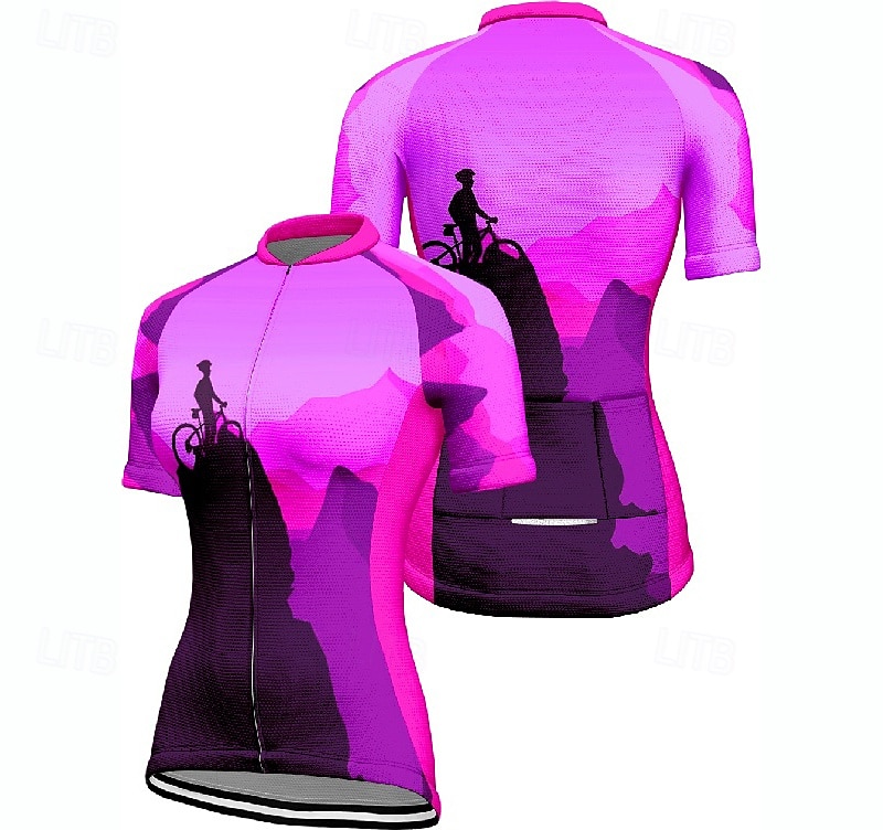 Women's Cycling Jersey Graphic Short Sleeve Bike Tee Tshirt Jersey with 3 Rear Pockets Mountain Bike MTB Quick Dry Anatomic Design Wicking Breathable Sports Blue Fuchsia Orange Clothing Apparel 2026 - $23.99 –P9
