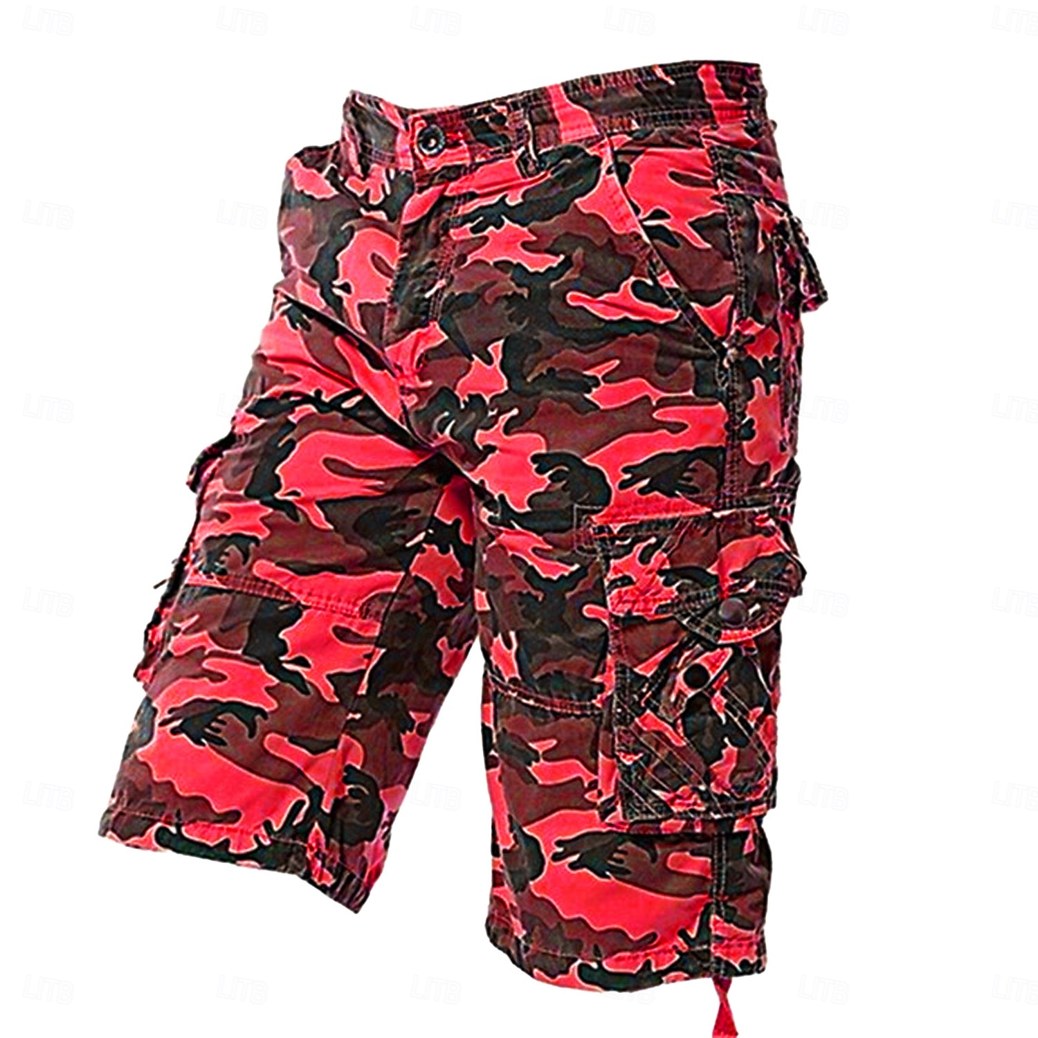 Herren Cargo-Shorts Shorts mit Camouflage-Muster Shorts Sommershorts Bein Kordelzug Mehrere Taschen Klappentasche Tarnung Komfort tragbar Knielang Outdoor Sport Täglich Mode Lässig Armeegrün Rote 2025 - $26.99 –P1