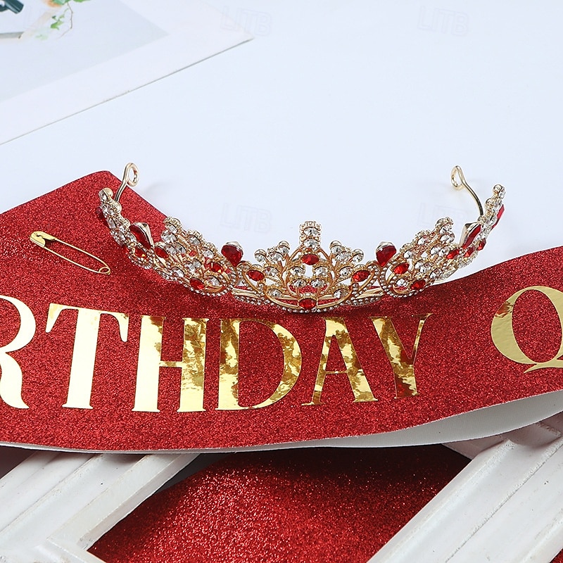 Birthday Party Crown and Sash 2-Piece Set - Multicolor 'Birthday Queen' Combination Pack 2025 - $11.99 –P5