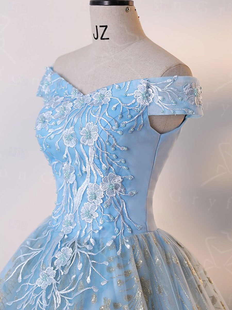 Plesové šaty A-Linie Šaty Quinceanera Elegantní Šaty Svatební Svatební host Na zem Bez rukávů Pod rameny Krajka S hlubokým výstřihem na zádech s Sklady Flitry 2025 2025 - $114.99 –P6