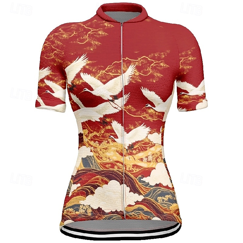 Mujer Maillot de Ciclismo Animal Flor Manga Corta Bicicleta Camiseta Maillot con 3 bolsillos traseros MTB Bicicleta Montaña Secado rápido Diseño Anatómico Capilaridad Transpirable Deportes Negro Rojo 2026 - $30.99 –P17