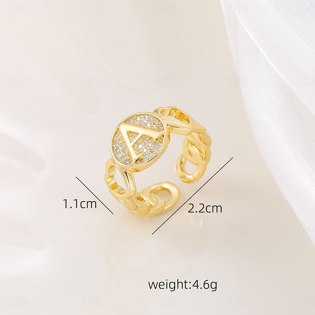 gepersonaliseerde letterring, cadeau voor moeder, 18k vergulde koperen ring, glad hartontwerp, verstelbare open band met zirkoon, stijlvolle en veelzijdige sieraden voor vrouwen 2025 - $5.99 –P1