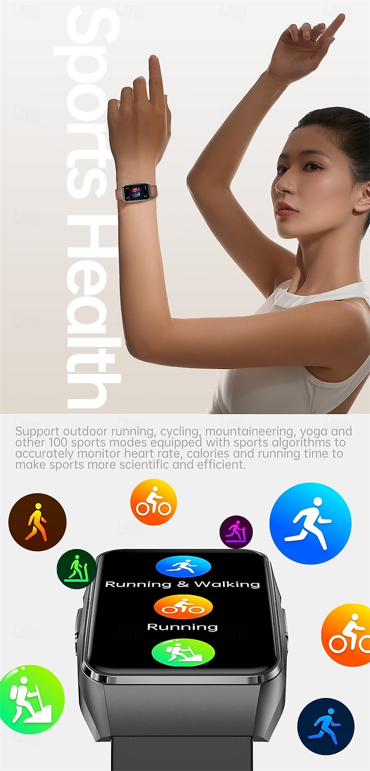 696 ET650 Smart Watch 1.57 inch Smart Band Fitness Bracelet Bluetooth ECG+PPG Pedometer Call Reminder Compatible with Android iOS Women Men Hands-Free Calls Message Reminder IPX-0 27.5mm Watch Case 2025 - $64.99 –P15