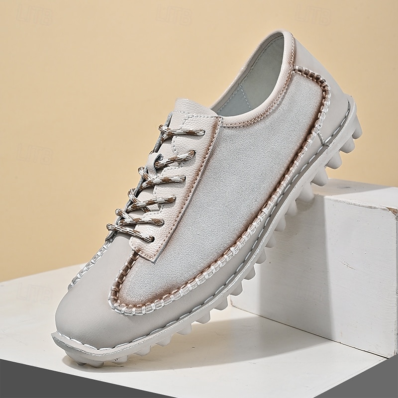 scarpe casual da uomo con lacci fatte a mano color bordeaux e grigio – scarpe da passeggio in pelle vintage del 2025 a $42.99 –P3