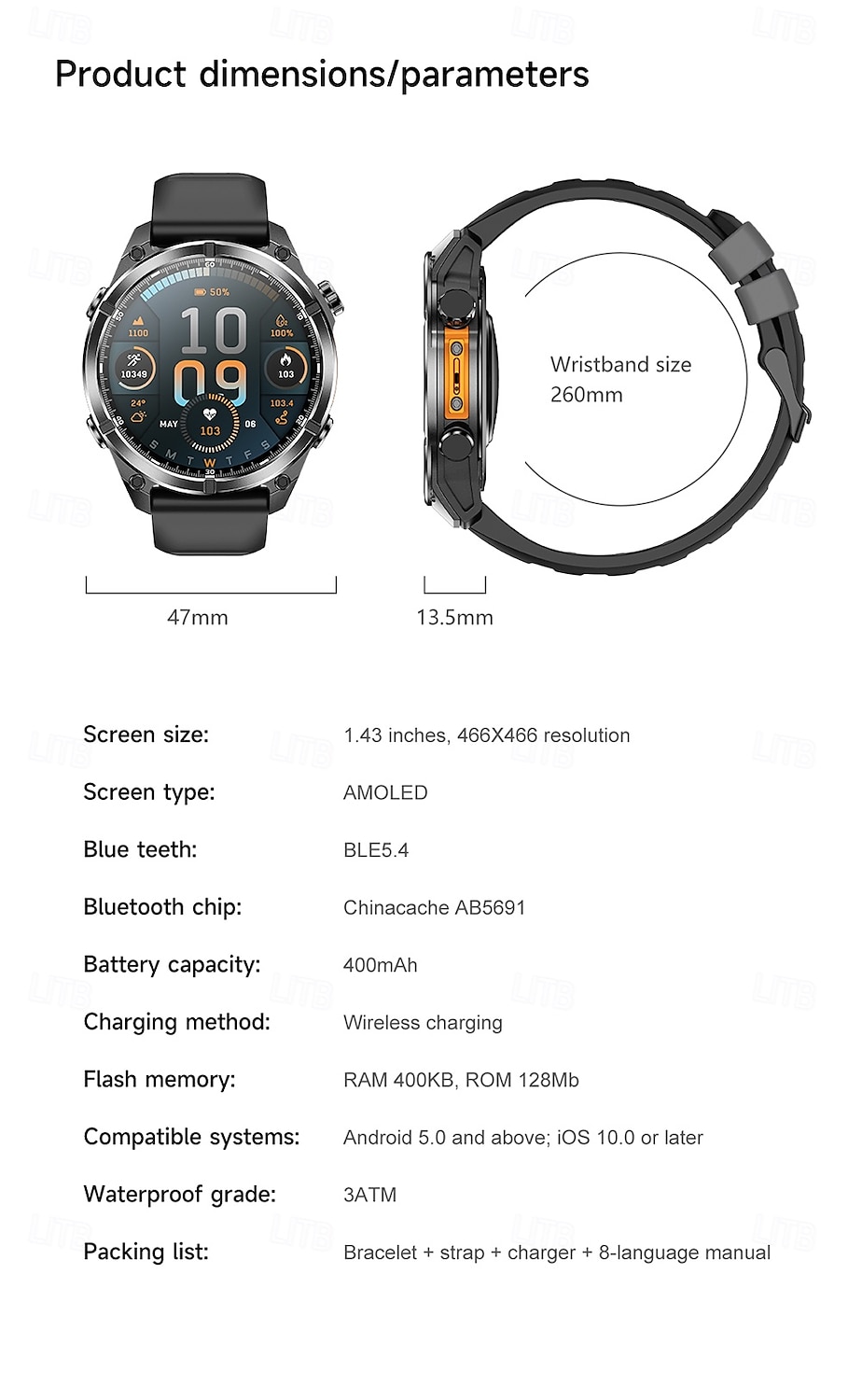 iMosi HD300 Smart Watch 1.43 inch Smartwatch Fitness Running Watch Bluetooth Pedometer Call Reminder Sleep Tracker Compatible with Android iOS Women Men Hands-Free Calls Waterproof Media Control IP68 2025 - $67.99 –P17
