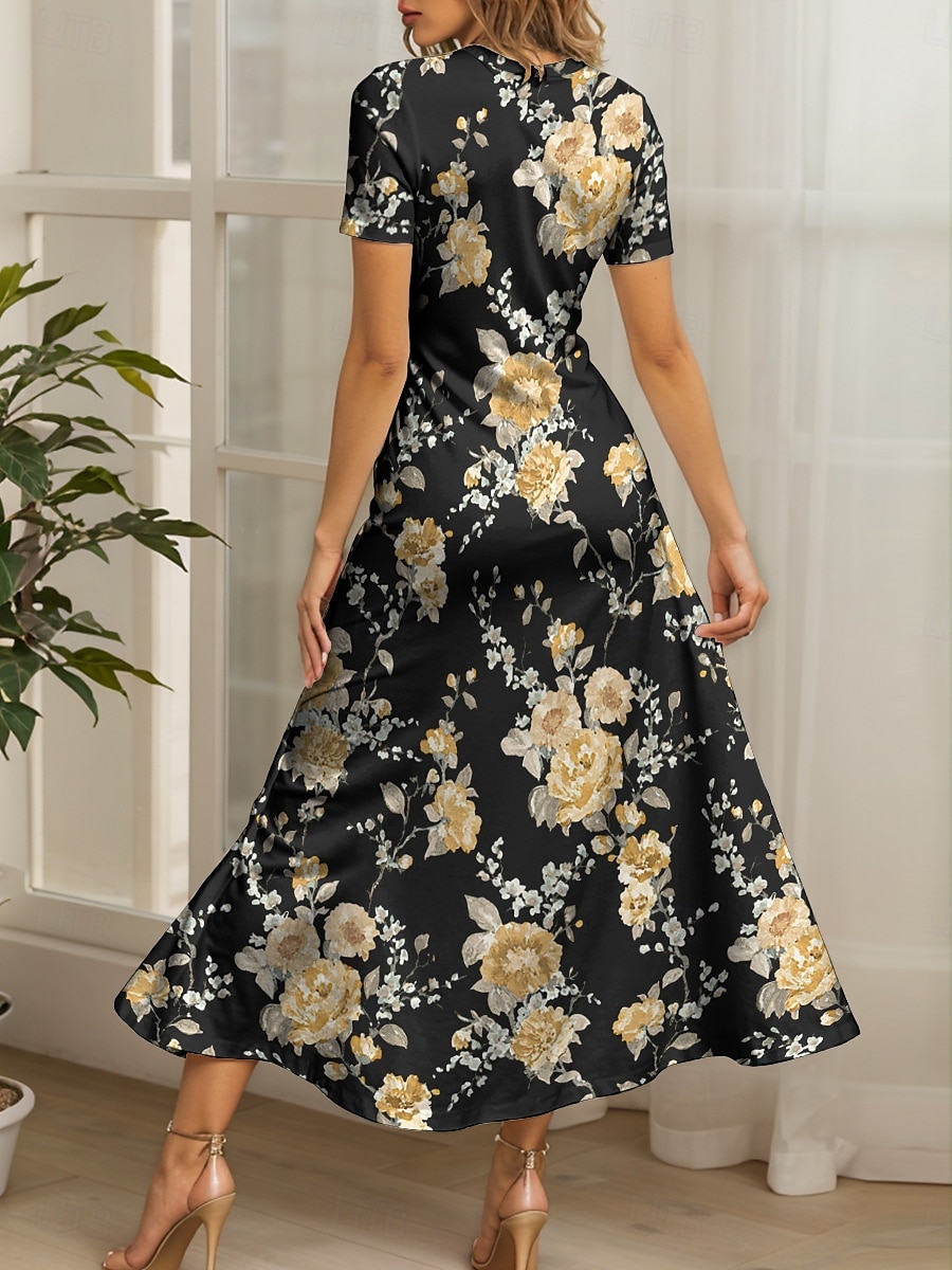 Femmes Robe maxi Robe Décontractée Robe trapèze Robe d'été Vacances ancien Ethnique Coupe régulière Fleuri Graphique Manche Courte Col carré Jaune Été Printemps de 2025 ? $30.99 –P2