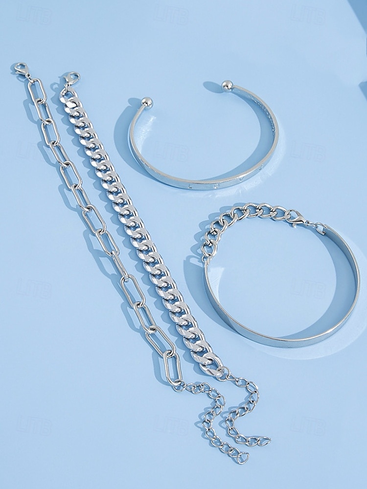 Gold Chain Bracelet Set for Women – Minimalist Stackable Bangles, Elegant Link and Engraved Love Bracelets, Fashion Jewelry for Parties and Everyday Wear 2025 - $9.99 –P7