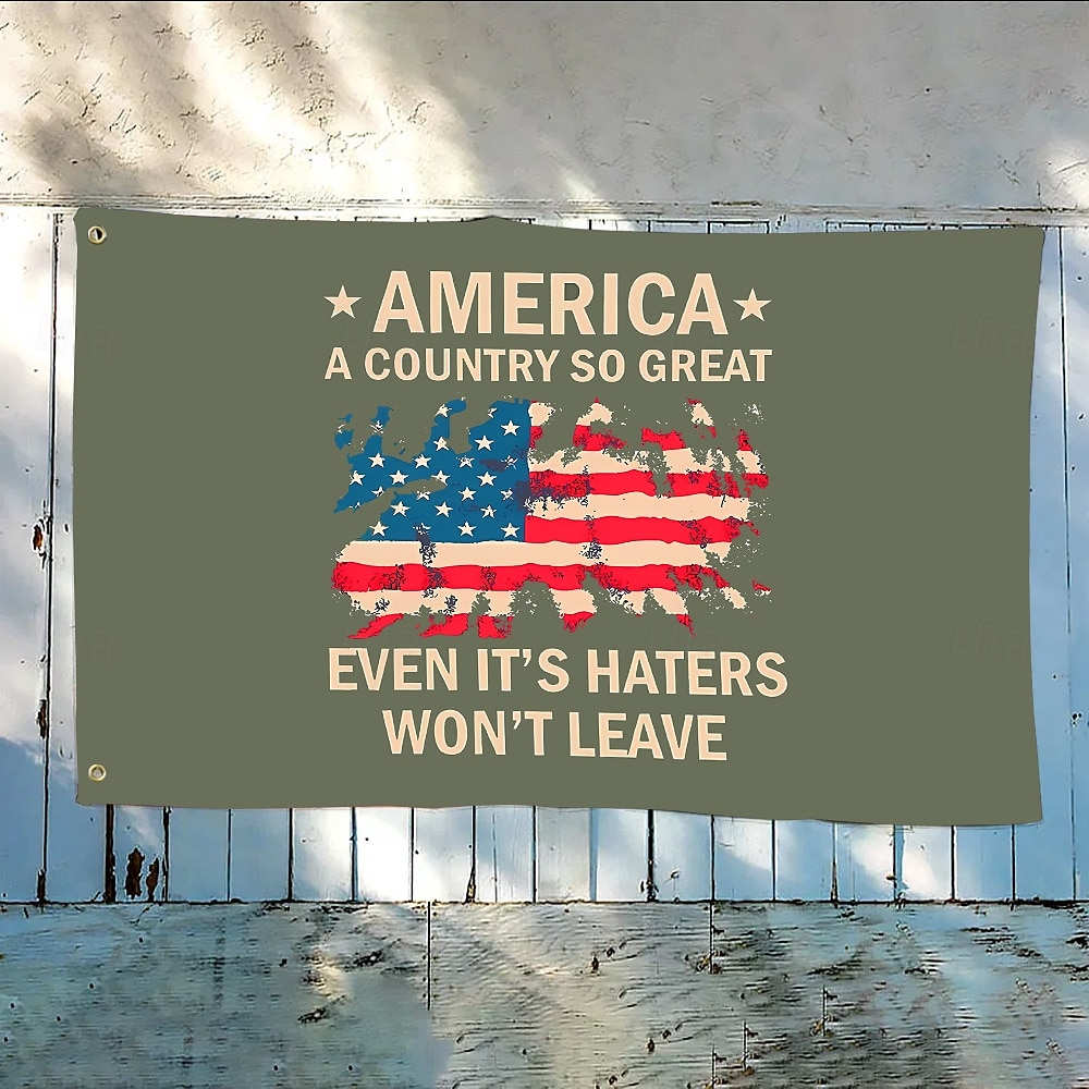Steag patriotic 4 iulie Exterior Interior cu gromete Ziua Independenței Decoruri pentru curte și grădină americană Banner semn de sărbătoare 2025 - $10.49 –P16