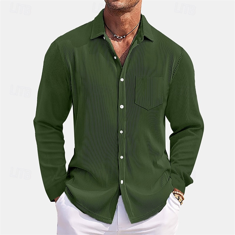 Voor heren Overhemd Zomer overhemd Normaal shirt Strand hemd Overhemd met knopen Zwart Wit Rood Donker Marine Hemelsblauw Lange mouw Effen Revers Vakantie Hawaii Zak Kleding Polyester Modieus Casual 2025 - $32.99 –P8