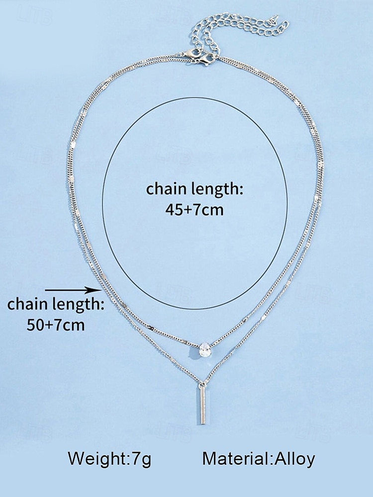 Women's exquisite water drop pendant double-layer gold tone necklace, elegant and simple style, suitable for fashion-conscious women to wear in casual and party occasions 2025 - $7.99 –P5