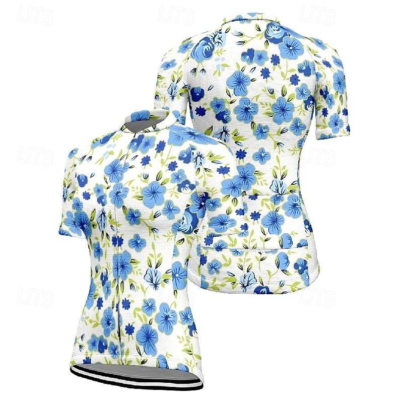 Mujer Maillot de Ciclismo Flor Manga Corta Bicicleta Camiseta Maillot con 3 bolsillos traseros MTB Bicicleta Montaña Secado rápido Diseño Anatómico Capilaridad Transpirable Deportes Amarillo Rosa Azul 2026 - $23.99 –P18