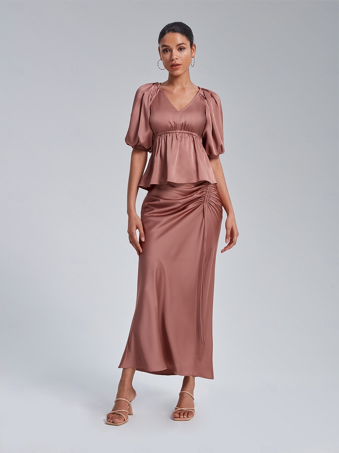 Damen Midi Satin Rosa Röcke Sommer Frühling Vorne binden Rüschen Kordelzug Hoher Taillenbund Elegant Urlaub Modisch Tragen Sie, um zu arbeiten Wochenende Arbeitsmode XS S M 2025 - $89.99 –P1