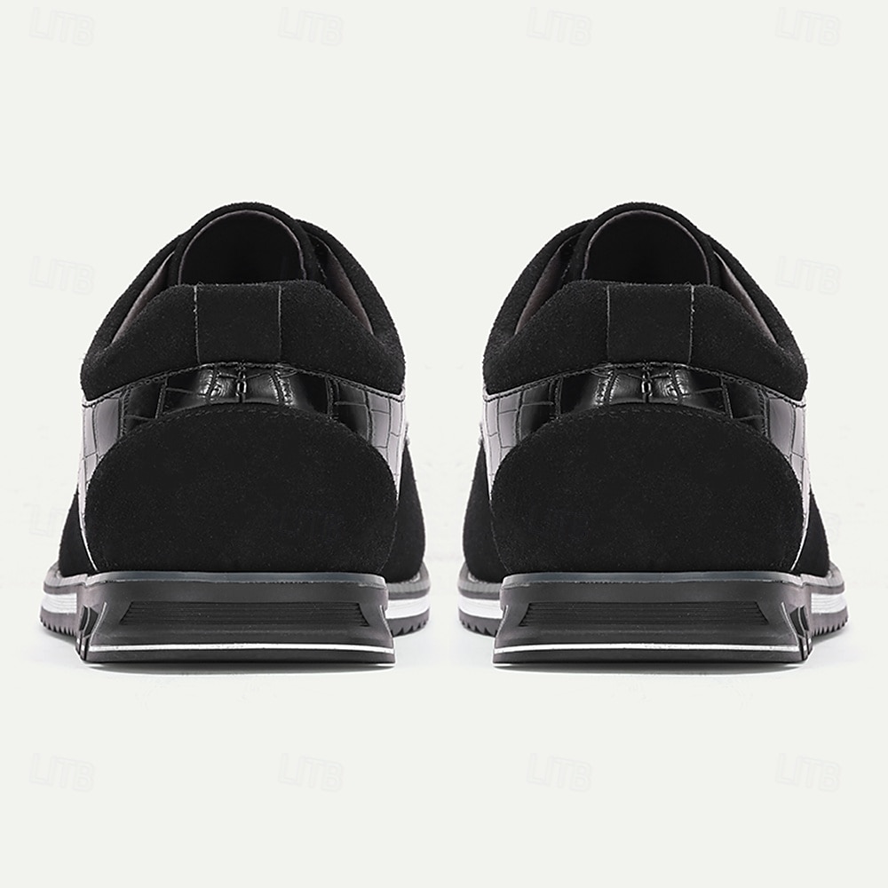 Chaussures habillées noires à lacets pour hommes avec motif crocodile, élégantes et stylées pour les réunions d'entreprise et sociales de 2025 ? $42.99 –P5
