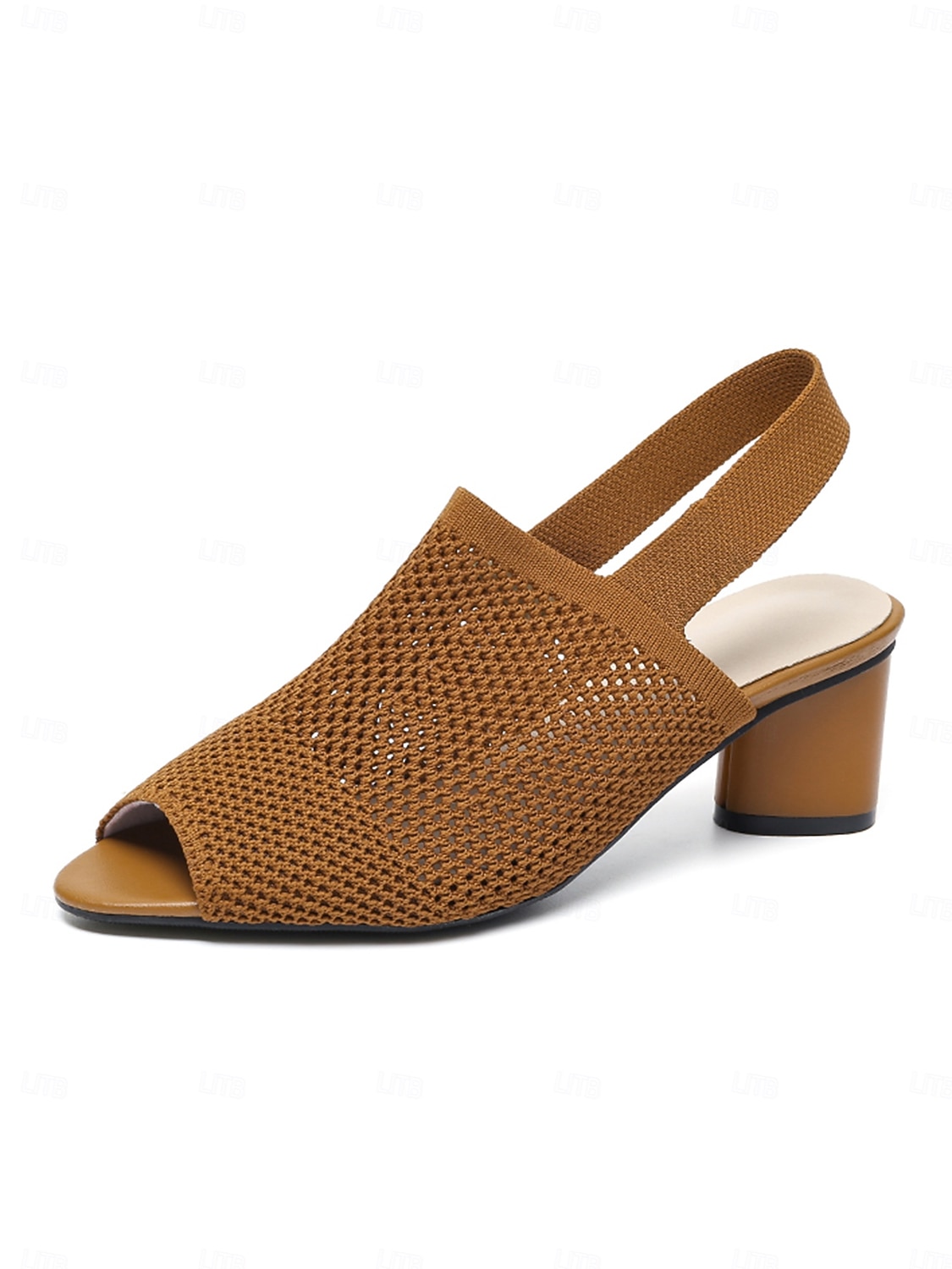 kvinners flystrikke peep toe block hæl sandaler - stilige pustende sommersko for kontor og uformelle antrekk 2025 - $29.99 –P4