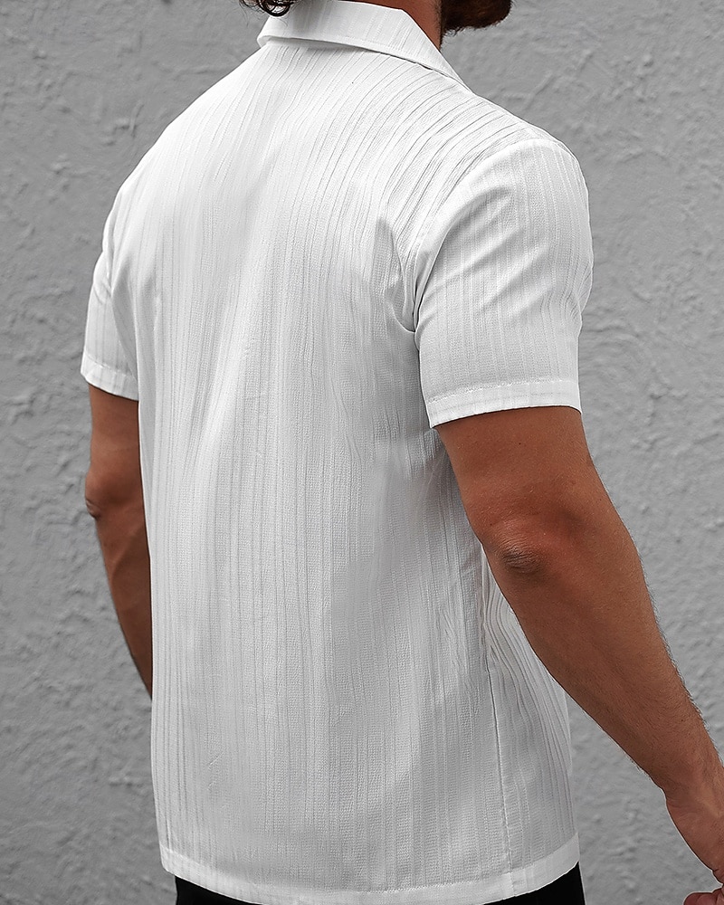 Men's Shirt Summer Shirt Casual Shirt Beach Shirt Button Up Shirt White Short Sleeve Plain Shirt Collar Vacation Hawaiian Clothing Apparel Polyester Fashion Casual Comfortable 2025 - $25.99 –P2