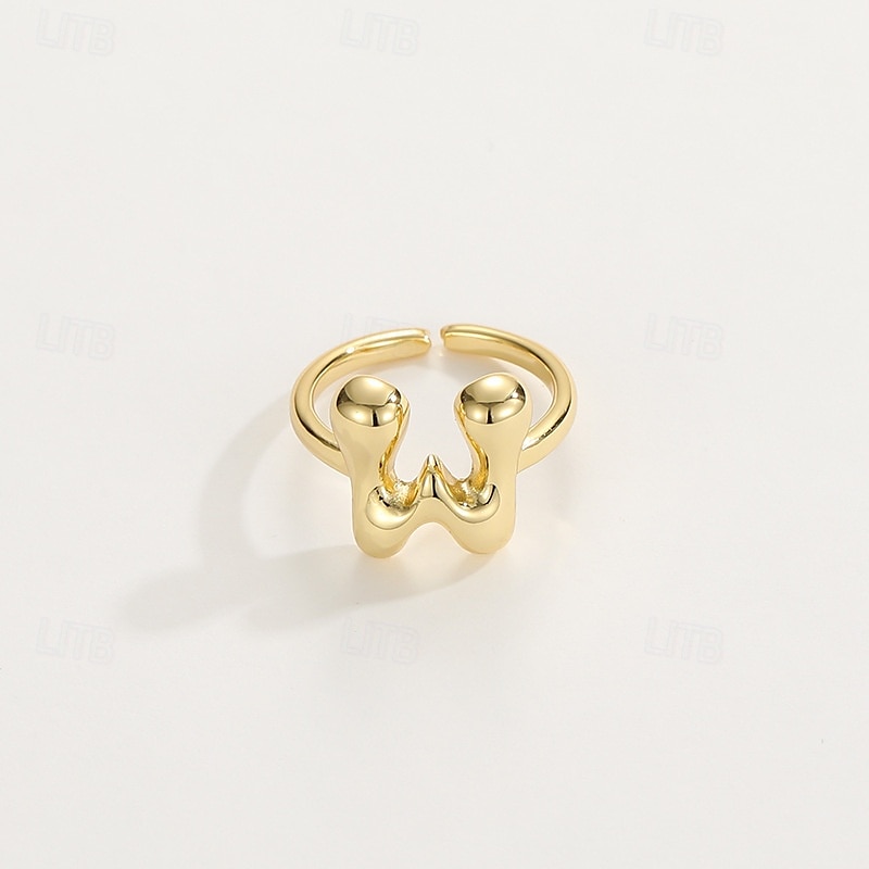 anello con lettera personalizzata, regalo per la mamma, anello con alfabeto regolabile placcato oro 18k, finitura liscia, anello iniziale a fascia aperta, gioielli eleganti per le donne del 2025 a $4.99 –P5
