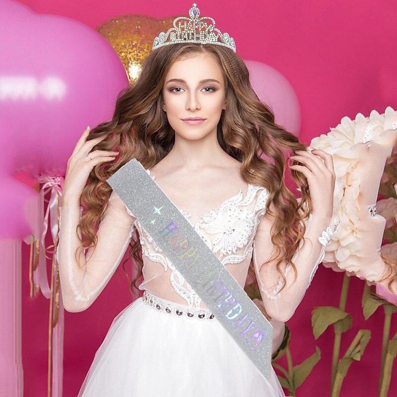 Birthday Party Girl and Women Elegant Decorations 2-Piece Set Headband and Sash with 'Happy Birthday' - Available in Multiple Color Combo 2025 - $10.99 –P7