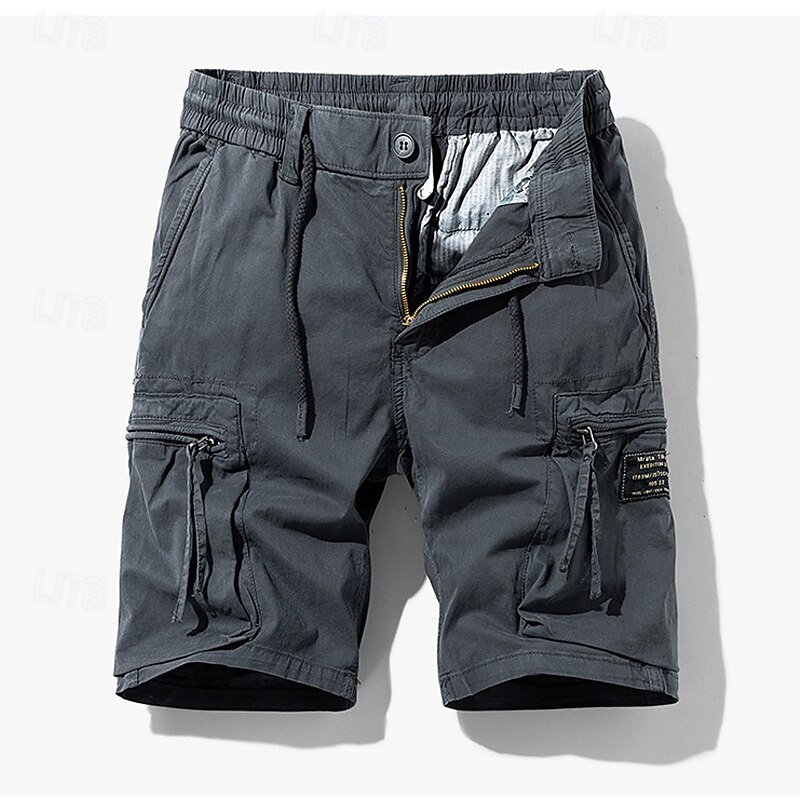 Homens Bermuda Cargo Calção Shorts de verão Com Cordão Cintura elástica Bolso Com Zíper Tecido Conforto Vestível Comprimento do joelho Ao ar livre Esporte Diário Moda Casual Preto Azul Royal de 2025 por $36.99 –P11