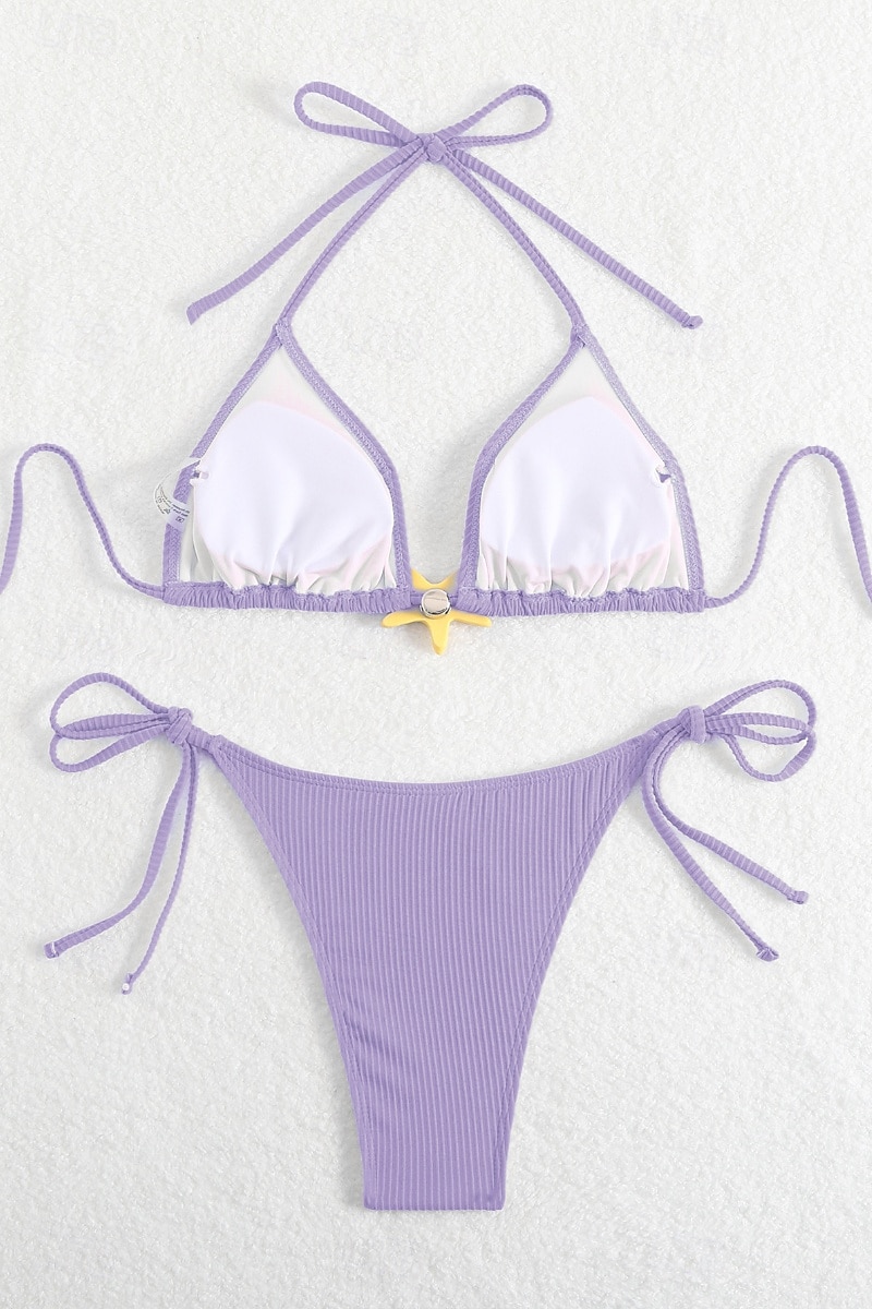 Női Fürdőruha Bikini 2 darab Fürdőruha Nyitott hátú Tropikus Strandruházat Sima Kötőfék nyaka Ujjatlan Fürdőruhák 2025 - $22.99 –P20