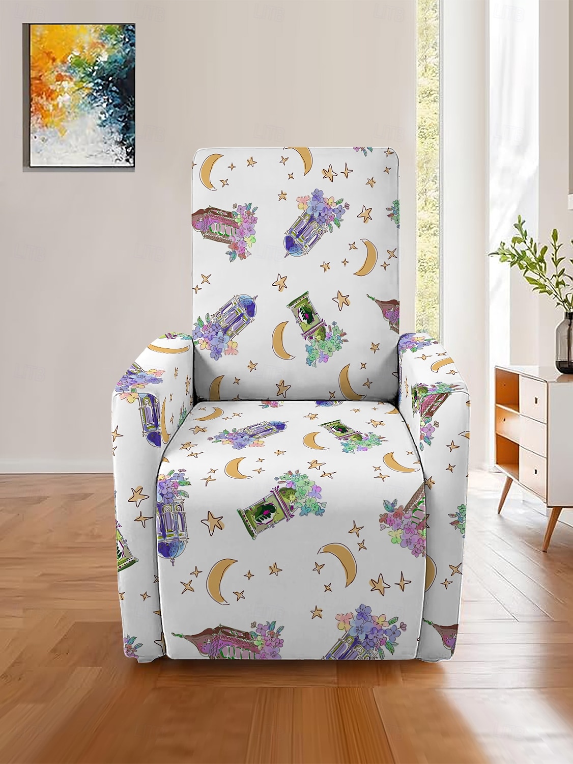 capa para espreguiçadeira, padrão geométrico, capas de poliéster, removíveis e elásticas, perfeitas para proteção de móveis de sala de estar ou quarto de 2025 por $33.99 –P1