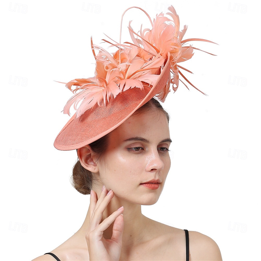 Hedvábí tylu fedora klobouk svatební dostihy elegantní vintage roztomilé s péřovou čelenkou 2025 - $34.99 –P2