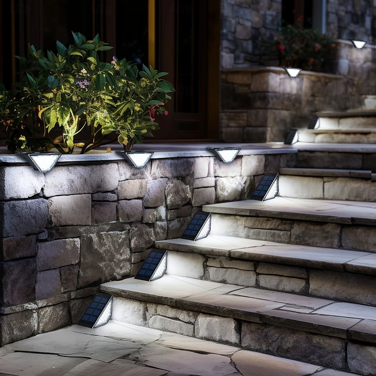 4 stk led solenergi trinn landskapslys utendørs gjerde lys vanntett vegglampe 24leds hjemme hage gang belysning dekorasjon 2025 - $44.99 –P2