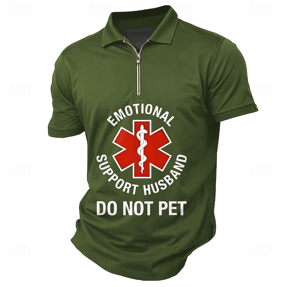 Homme Texte Polos à zip Manche Courte Polos Chemises à Col Occasionnel Extérieur Athleisure Impression 3D Été Noir Rouge Vert foncé de 2025 ? $21.99 –P4