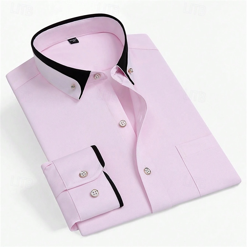 Men's Dress Shirt Button Down Shirt Solid / Plain Color Wedding Light Blue White Light Green Pink Long Sleeve Square All Seasons Clothing Apparel Color Block 2025 - $23.99 –P8