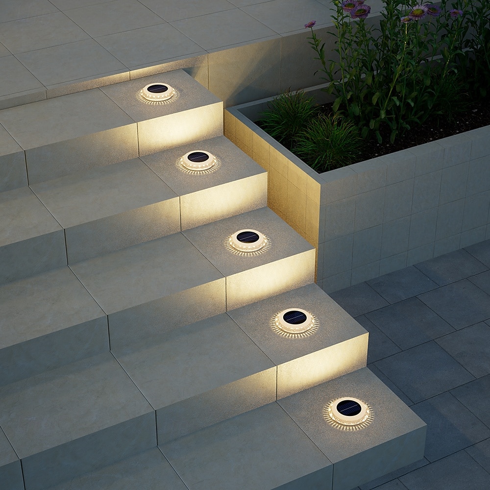 4 יחידות led סולאריות חוץ אורות קרקע אורות ספוט נוף אורות 16 לדים דיסק סולארי אור גן בקרקע אורות מסלול למסלול חצר שביל פטיו תאורת דשא 2025 - $36.99 –P8
