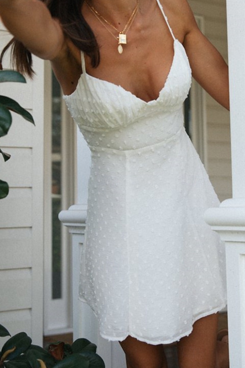 Per donna Mini Abito Abito Bianco Abito da laurea Abito Sottoveste Moda Moderno All'aperto Compleanno Data Vestibilità regolare Semplice Senza Maniche Spalline sottili Bianco Azzurro Estate del 2025 a $31.99 –P2