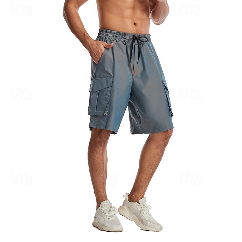 Men's Cargo Shorts Shorts Bermuda shorts Casual Shorts Baggy Multi Pocket Straight Leg Plain Breathable Moisture Wicking Knee Length Outdoor Casual Running Fashion Streetwear Red Blue Micro-elastic 2025 - $25.99 –P3