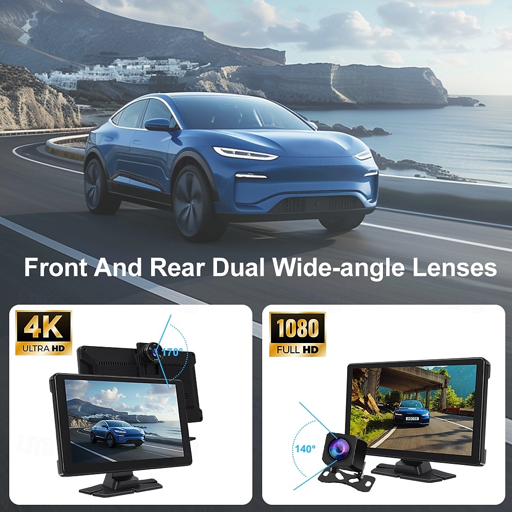 2025年 車用 4K ポータブル スクリーン 9 インチ HD タッチ スクリーン ワイヤレス カー プレイ バックアップ カメラ付き 音声コントロール FM Wifi ミラー リンク Apple CarPlay/Android Auto 用 コレクション – $185.99 –P5