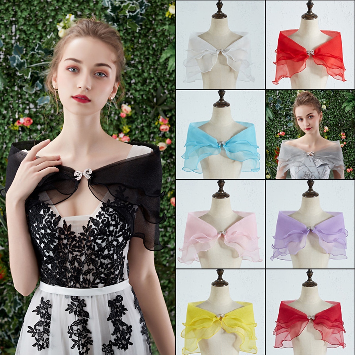 Shawls Women's Wrap Bolero Shrug Coats / Jackets Elegant Sun Protection Short Sleeve Chiffon Wedding Wraps With Pure Color For Formal Spring & Fall dress to impress 2025 2025 - $6.99 –P6