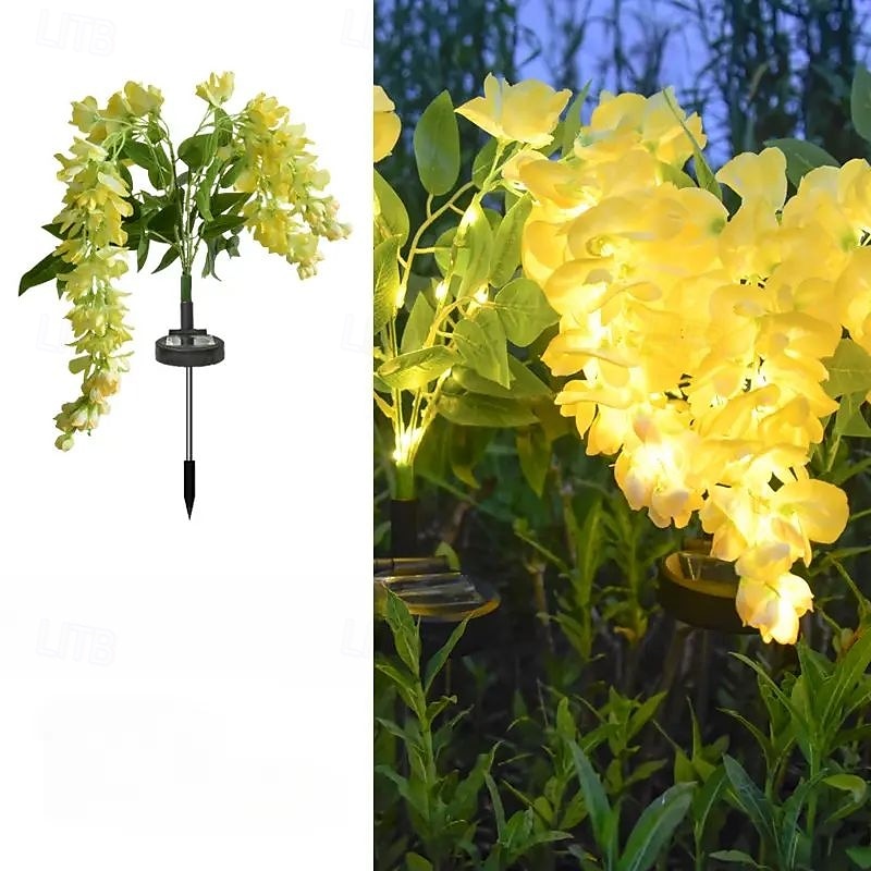 2 szt. lamp solarnych LED na zewnątrz, lampa ogrodowa, kwiat wisteria, oświetlenie patio, wodoodporne oświetlenie LED na ścieżkę, trawnik, ogród, dziedziniec, chodnik, dekoracja świąteczna 2025 - $46.99 –P12