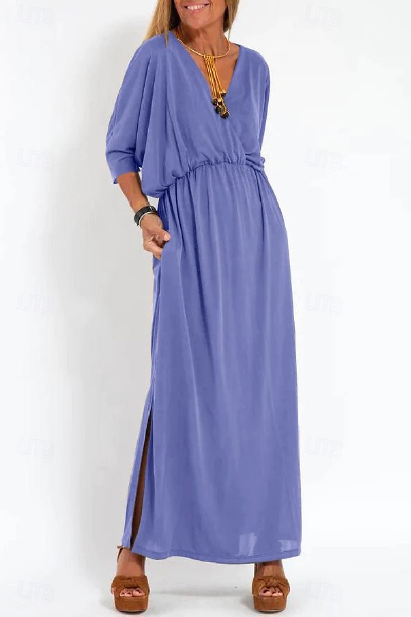 Pentru femei Rochie Lunga Rochie Maxi Rochie casual Rochie de Cocktail Rochie pentru invitata de nunta Rochii din Șifon Modă Vacanță Ieșire Sfârșit de săptămână Fit regulat Simplu Manșon Lung În V 2025 - $25.99 –P3
