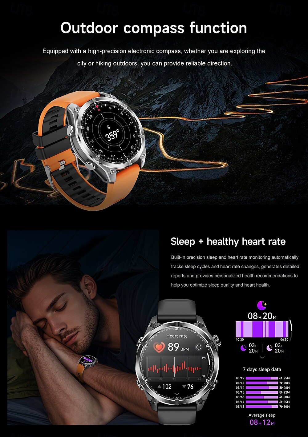 iMosi HD300 Smart Watch 1.43 inch Smartwatch Fitness Running Watch Bluetooth Pedometer Call Reminder Sleep Tracker Compatible with Android iOS Women Men Hands-Free Calls Waterproof Media Control IP68 2025 - $67.99 –P11