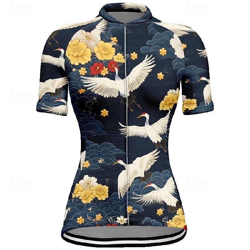 Női Biciklis ruházat Állat Virág Rövid ujjú Kerékpár Póló Dzsörzé 3 hátsó zsebbel Hegyi biciklizés Gyors szárítás Anatómiai tervezés Bélfonalszövet Légáteresztő Sport Fekete Piros Tengerészkék Ruházat 2026 - $23.99 –P9