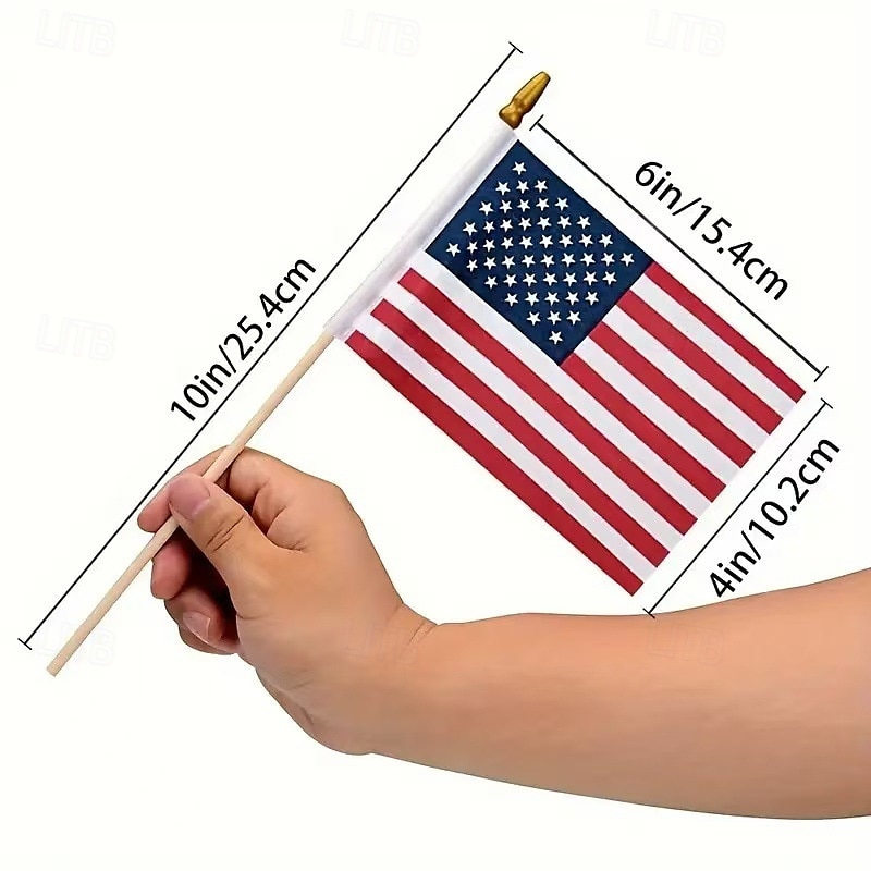 2025年 1個 USアメリカン Stick Flags 小型ミニUSA手持ちフラッグ 7月4日装飾、退役軍人パーティー、メモリアルデー  コレクション – $8.99 –P7