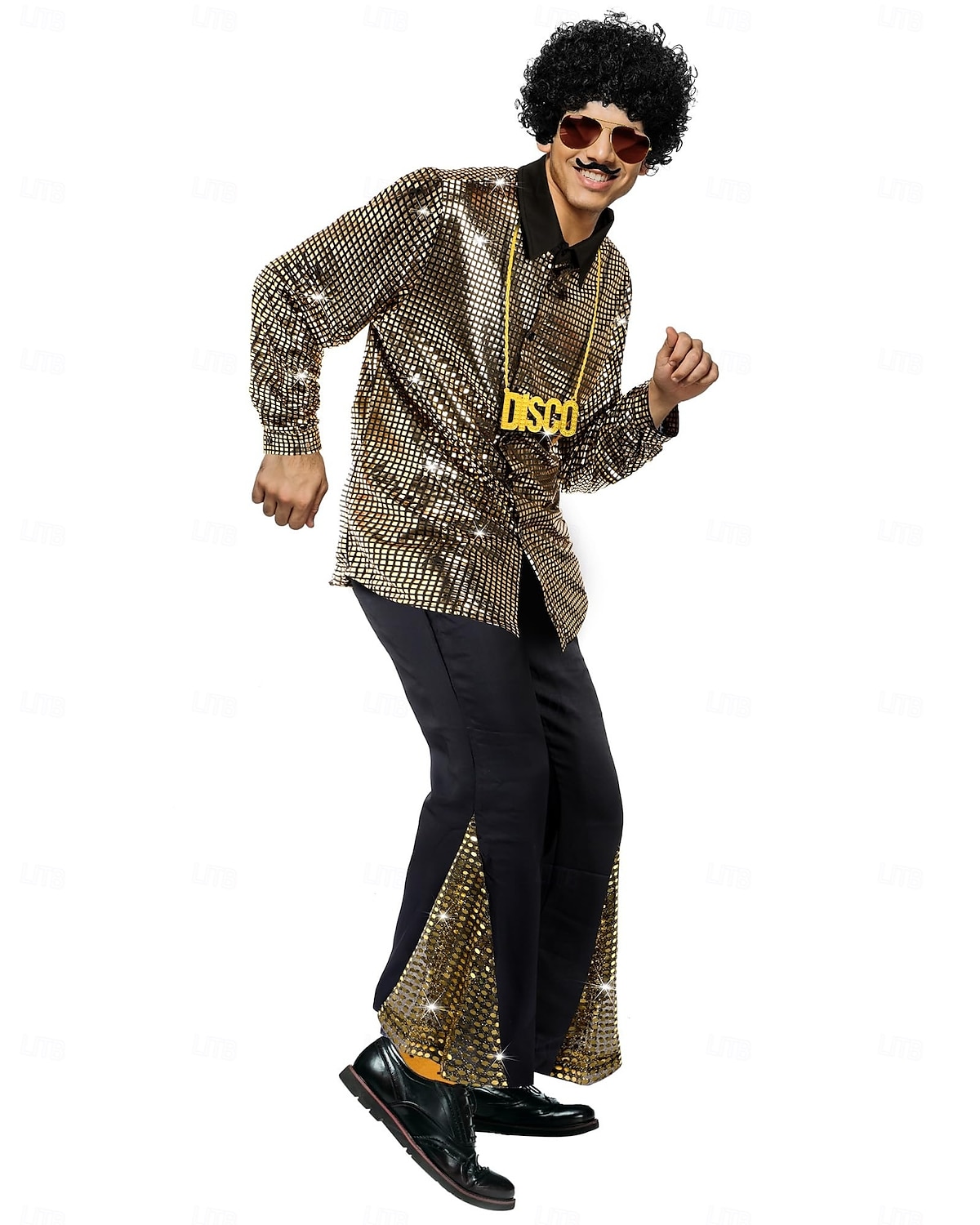 Retro Vintage 1960er Hippie Hose Hemd Schlaghosen Hippie Kostüm Herren Halloween Karneval Maskerade Abendgesellschaft Musikfestival Pride Parade Erwachsene Hemd Hose Ganzjahres 2026 - $38.99 –P3