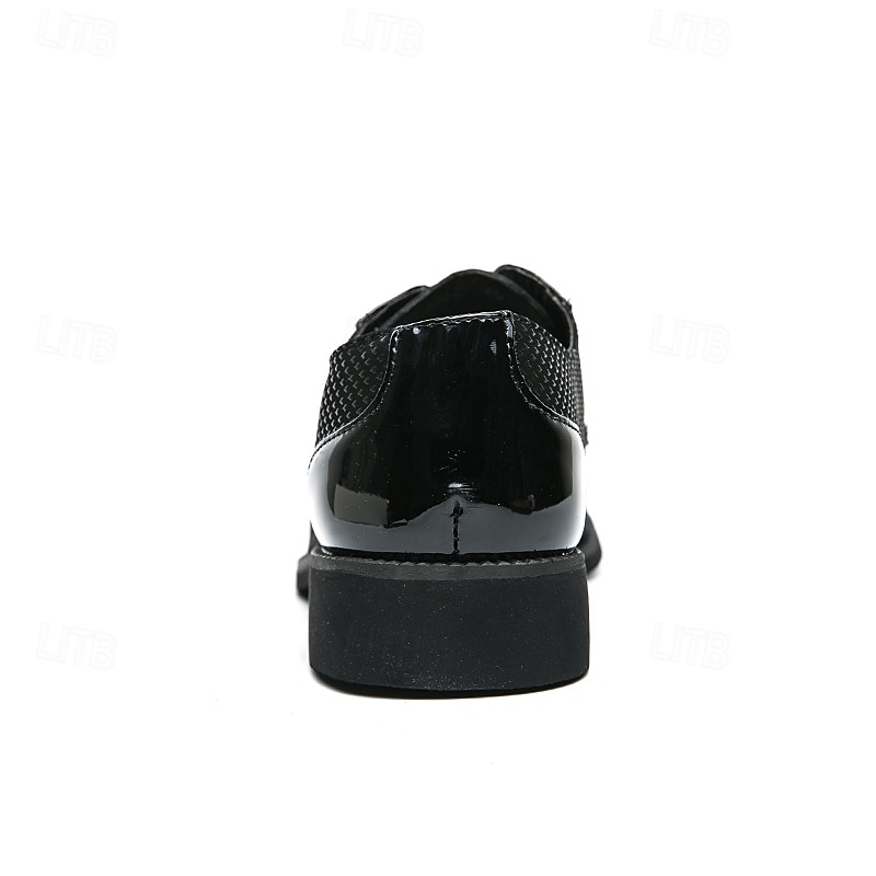 scarpe oxford da uomo in pied de poule bianco e nero con dettagli in vernice, elegante design con lacci per eventi formali alla moda del 2025 a $42.99 –P6