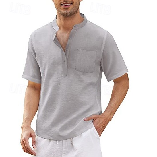 Herren Hemd Sommerhemd Freizeithemd Strandhemd Knopfhemd Schwarz Weiß Blau Dunkel Blau Armeegrün Kurzarm Einfach Stehkragen Urlaub Hawaiianisch Tasche Bekleidung Polyester Mode Lässig Bequem 2025 - $17.99 –P5