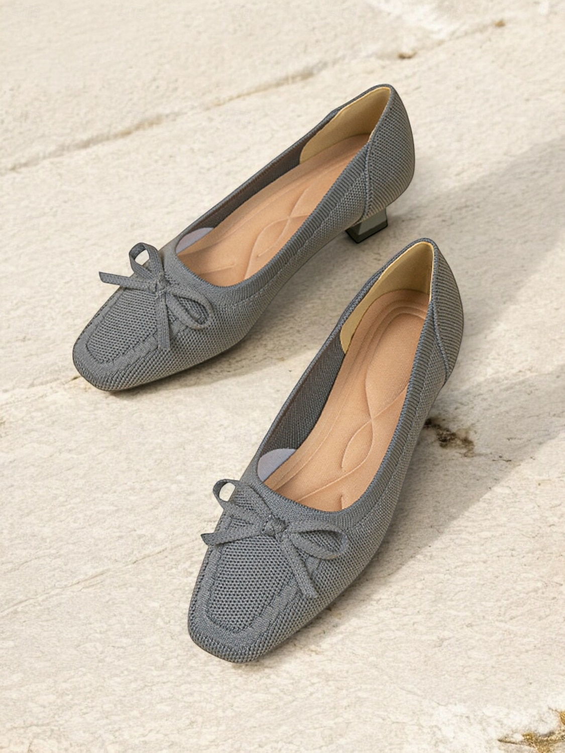 Women's Flyknit Low Heel Bowknot Pumps – Breathable Lightweight Comfort Shoes for Office, Work and Casual Wear 2025 - $32.99 –P1